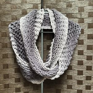 Handmade Gray Crochet Infinity Scarf